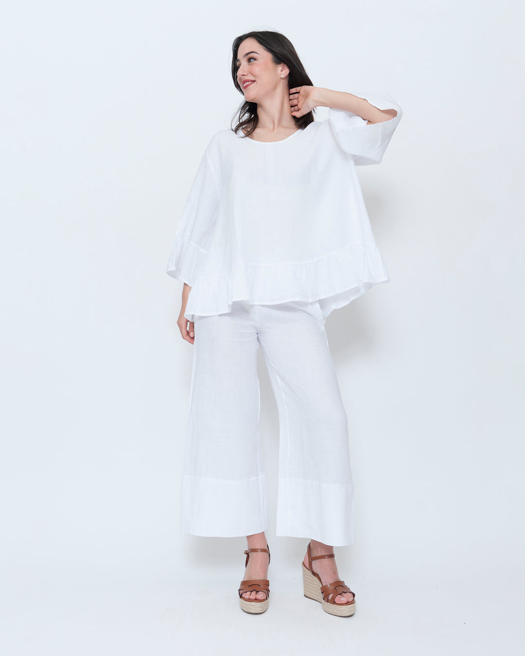 Blueberry Folk Tunic, White