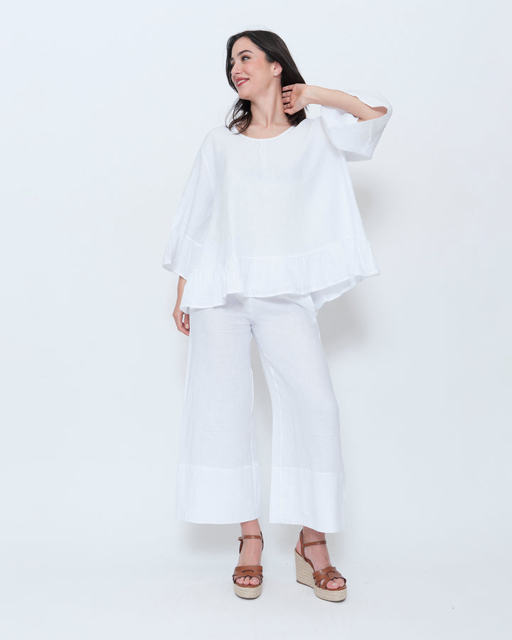 Blueberry Folk Tunic, White