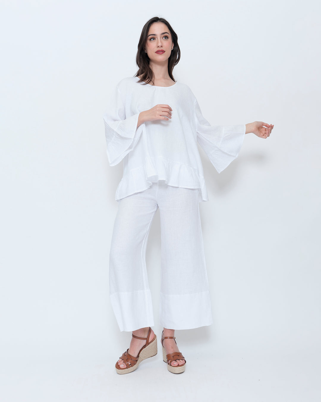 Blueberry Folk Tunic, White