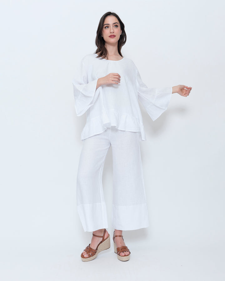 Blueberry Folk Tunic, White
