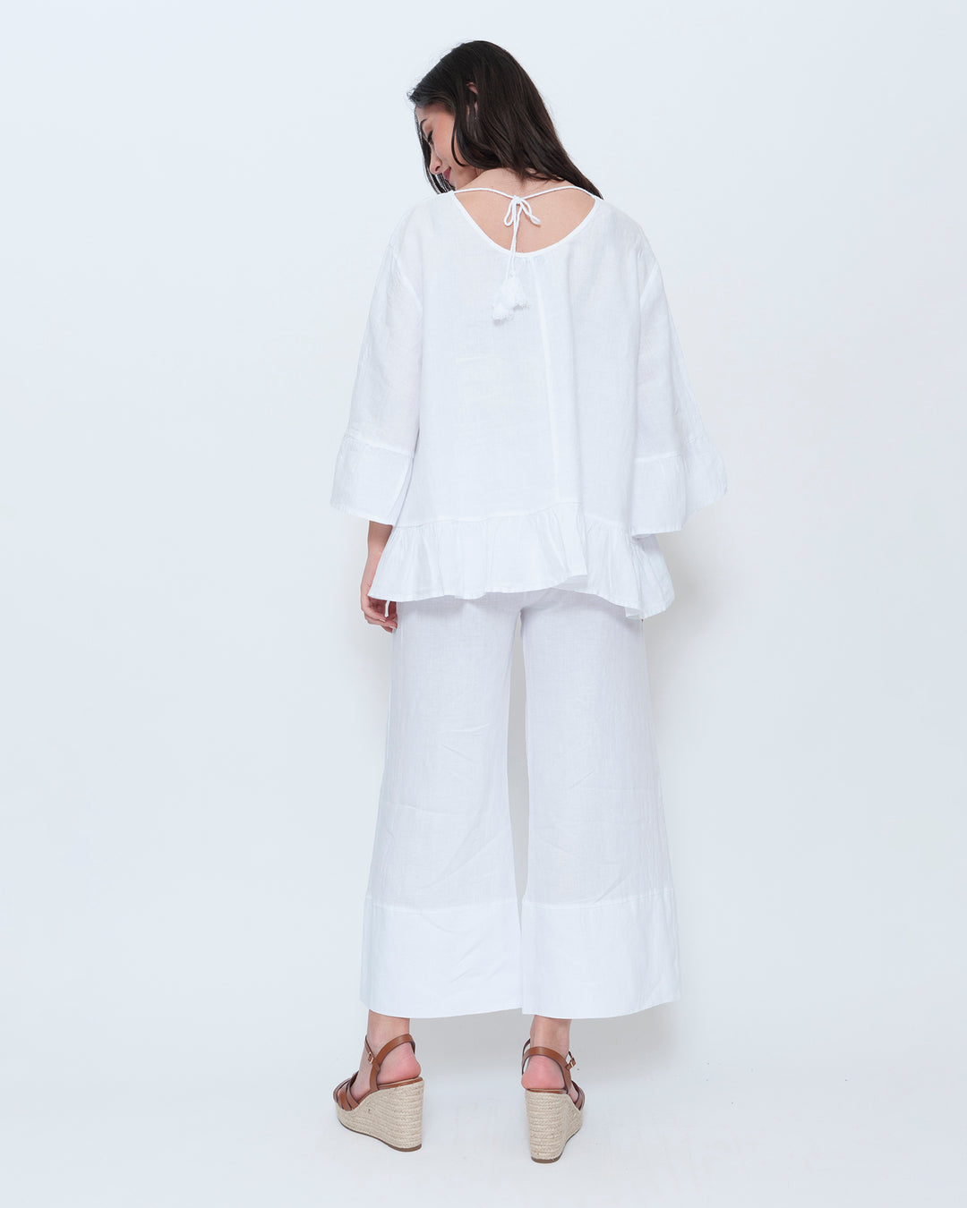 Blueberry Folk Tunic, White