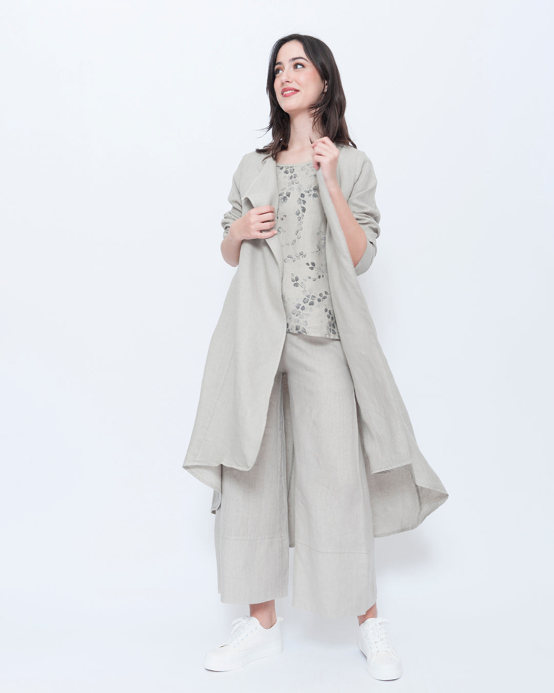 Blueberry Draped Duster, Beige