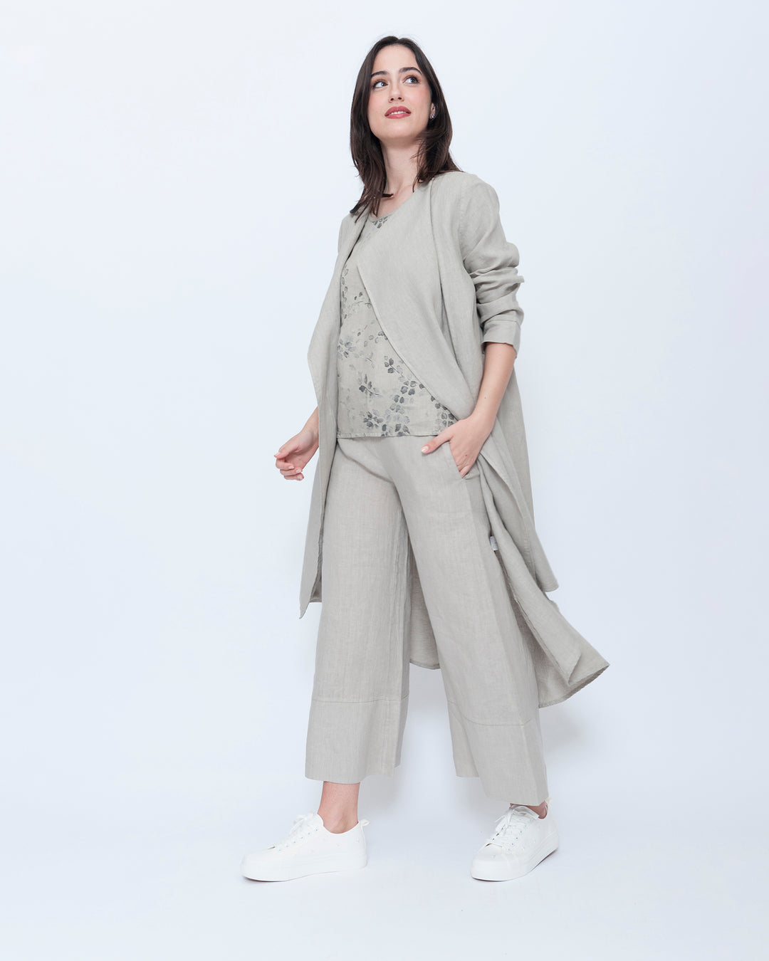 Blueberry Draped Duster, Beige