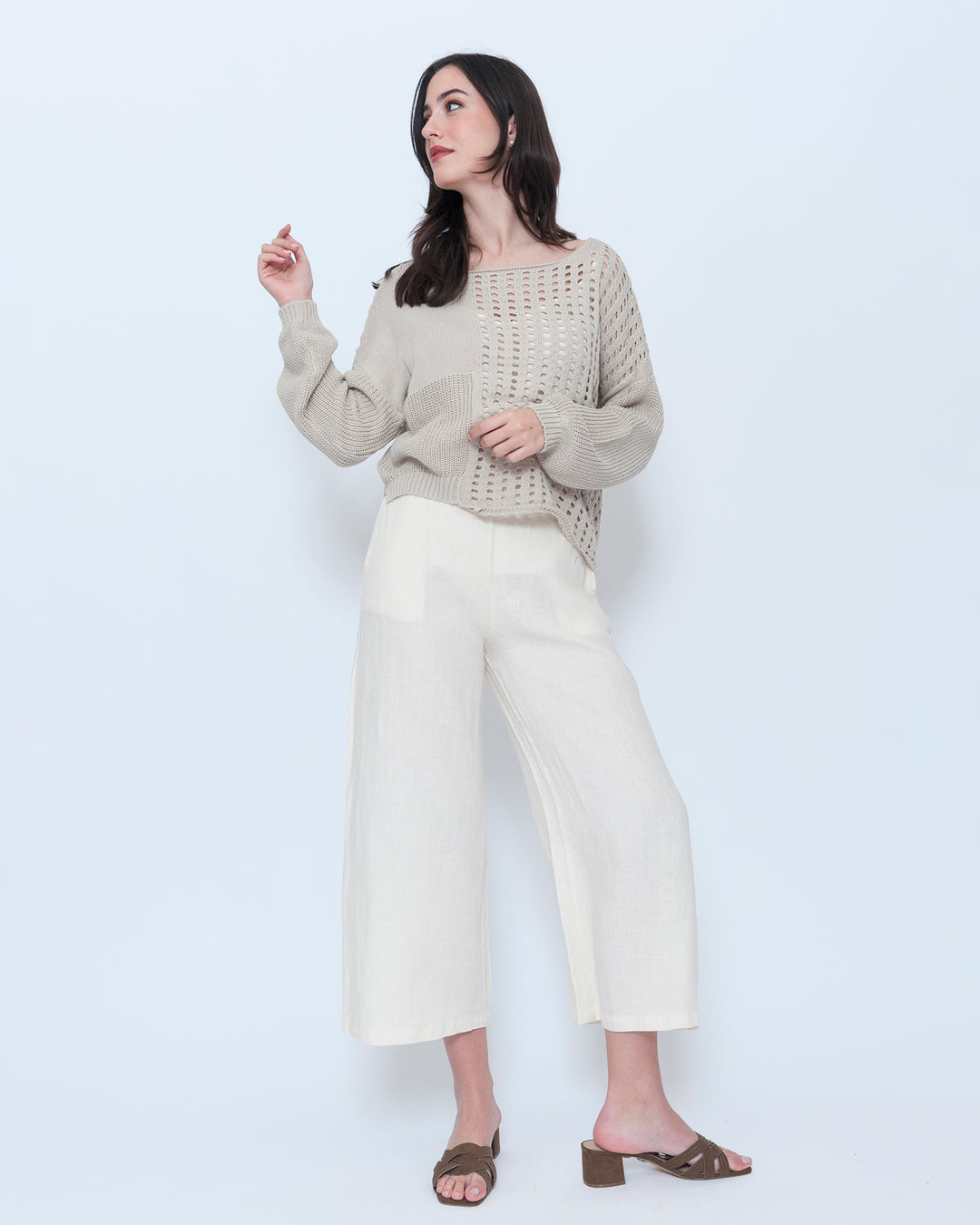 Blueberry Weave Sweater, Beige