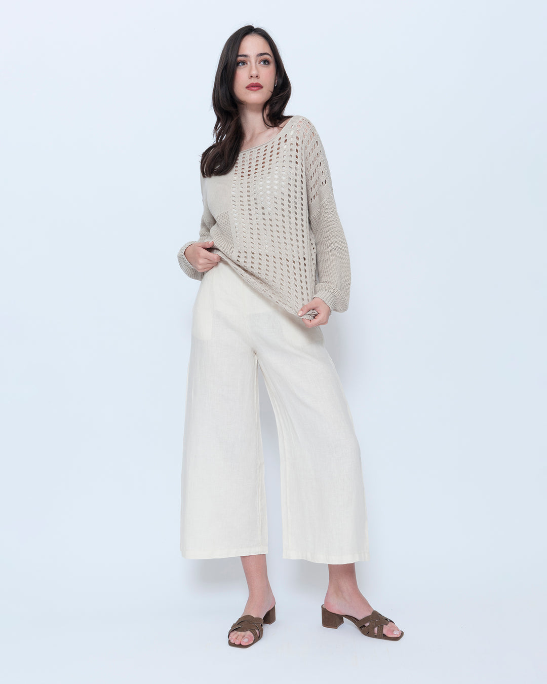 Blueberry Weave Sweater, Beige