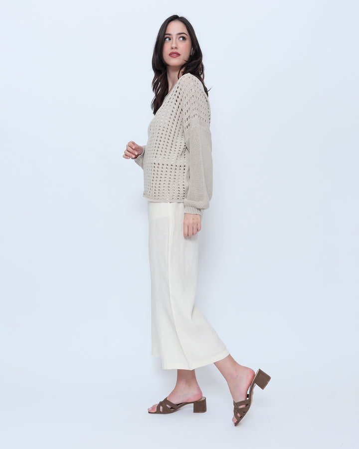 Blueberry Weave Sweater, Beige