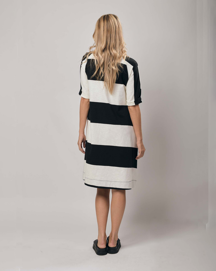 URBAN ANNA STRIPE A-LINE DRESS, WHITE/BLACK