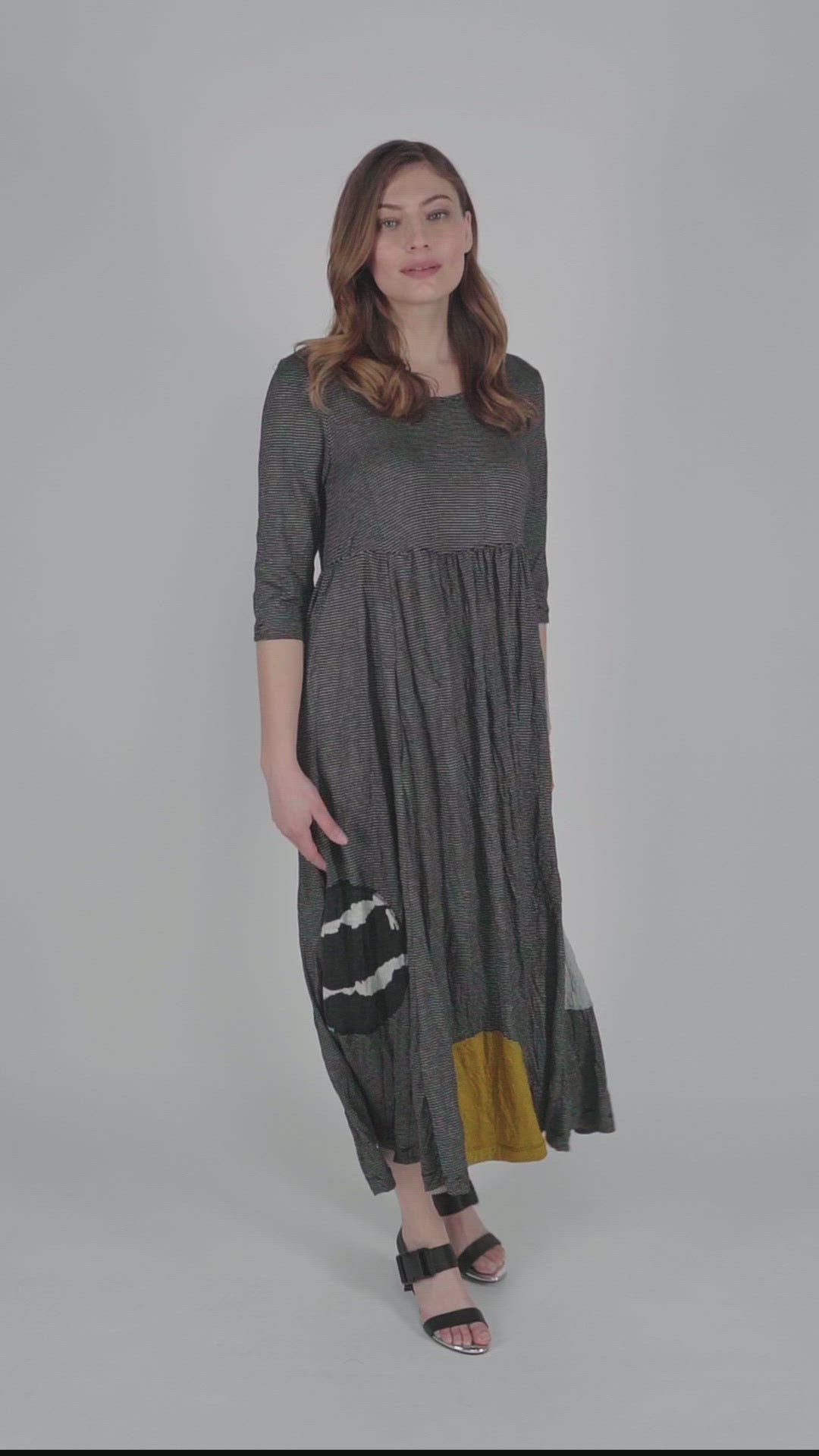 Empire Crinkle Long Dress, Stripe – Alembika U.S.