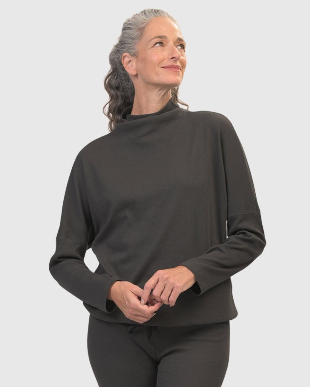 Zen Drawstring Sweatshirt, Charcoal