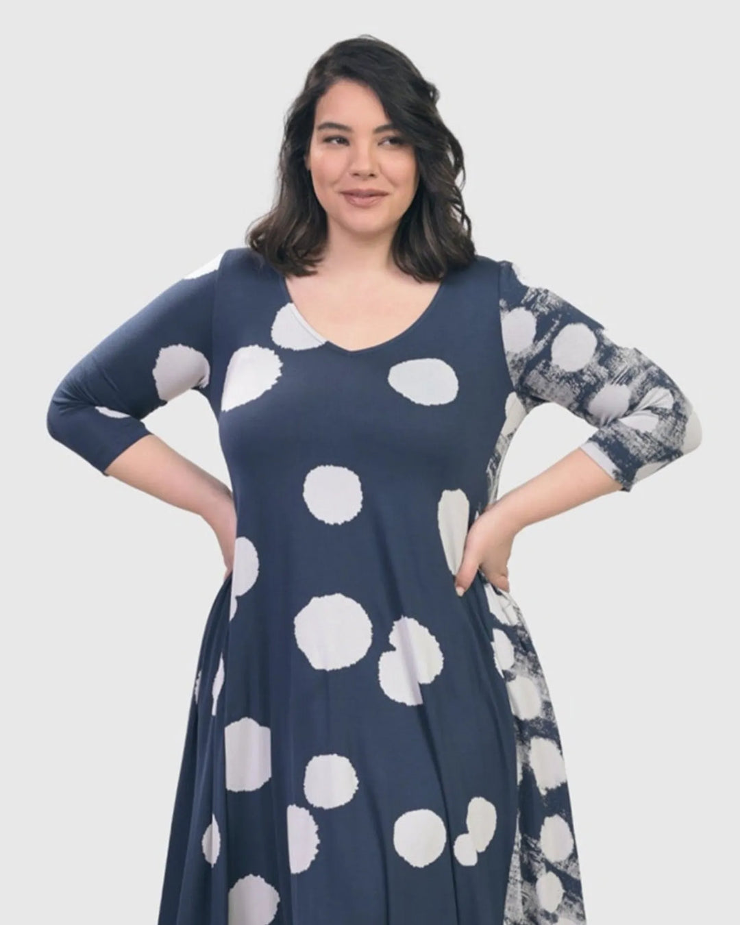 Navy swing dress plus size online