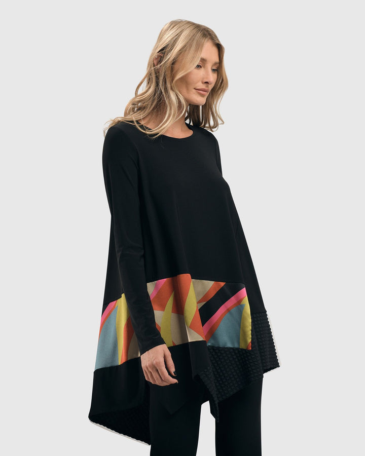 Abstract Mix Media Swing Top, Multi