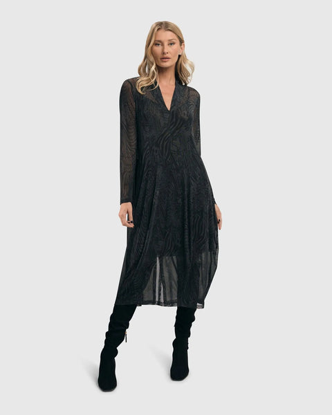 Soft Chiffon Cocoon Dress, Pewter – Alembika U.S.
