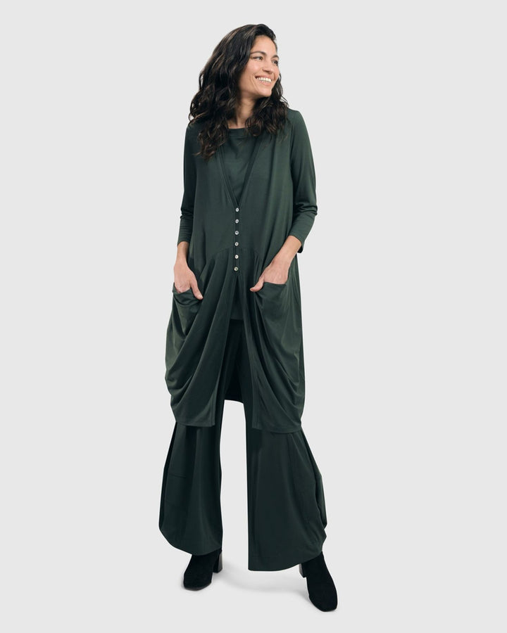 Essential Draped Cocoon Jacket, Green