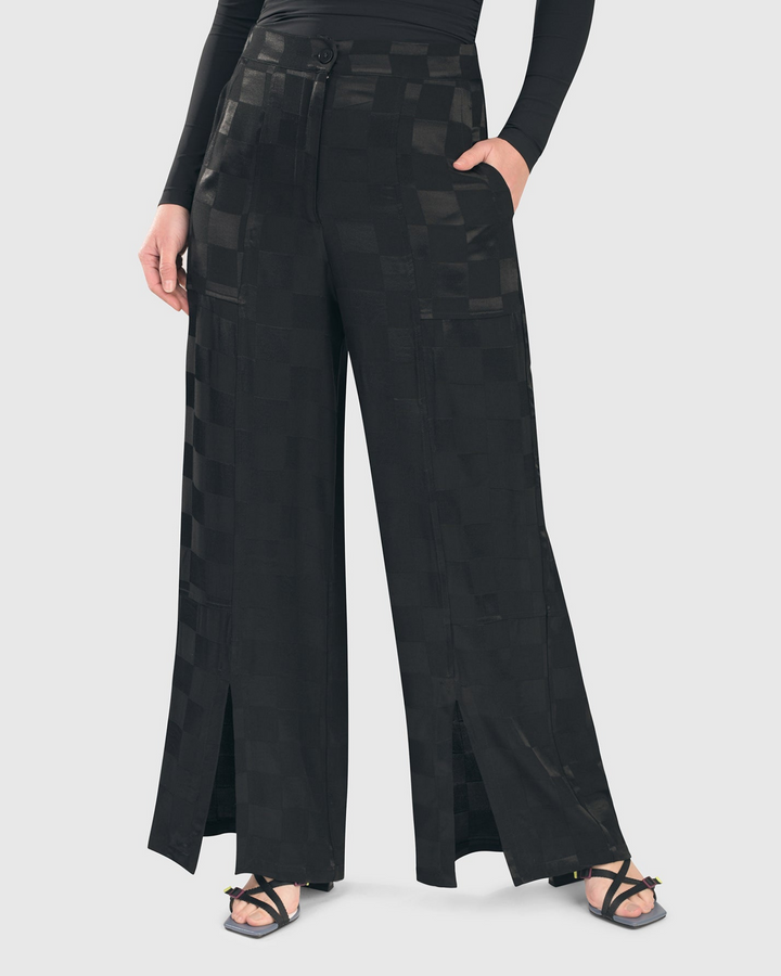 Luxe Satin Trousers, Check