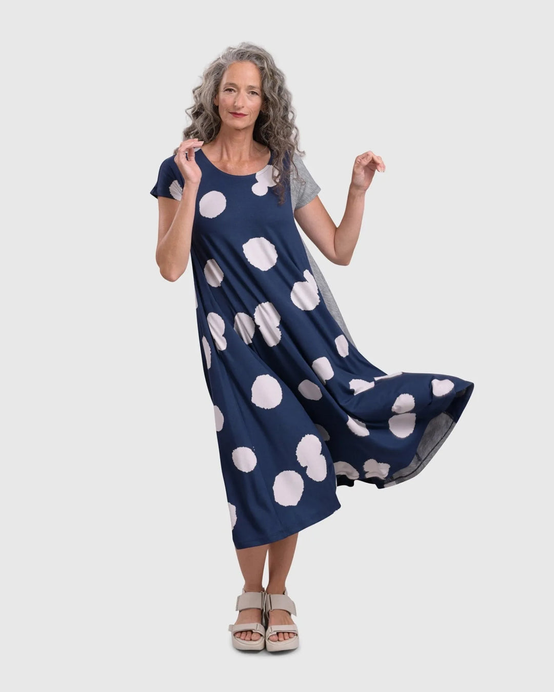 Spot Trapeze Dress, Navy Alembika U.S. Spot Trapeze Dress, Navy Alembika U.S.