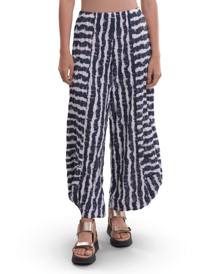 Ash Crinkle Punto Pants, Navy - Alembika Designer Women's Clothing