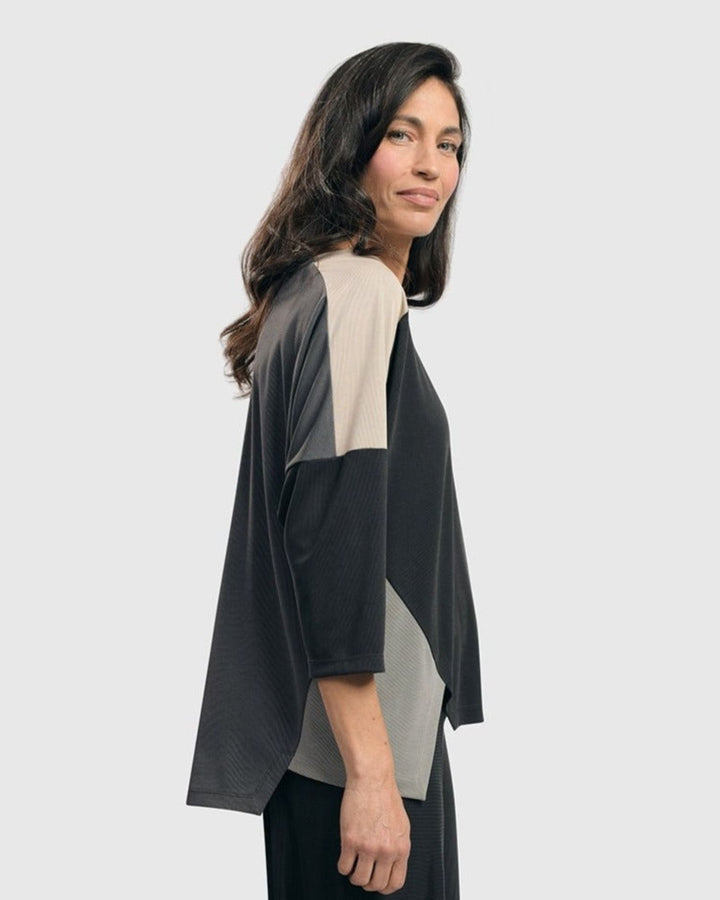 Essential Colorblock Cupro Top, Charcoal