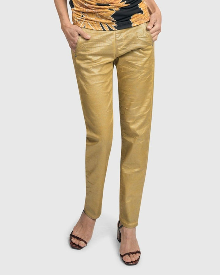 Pinstripe Iconic Stretch Jeans, Gold