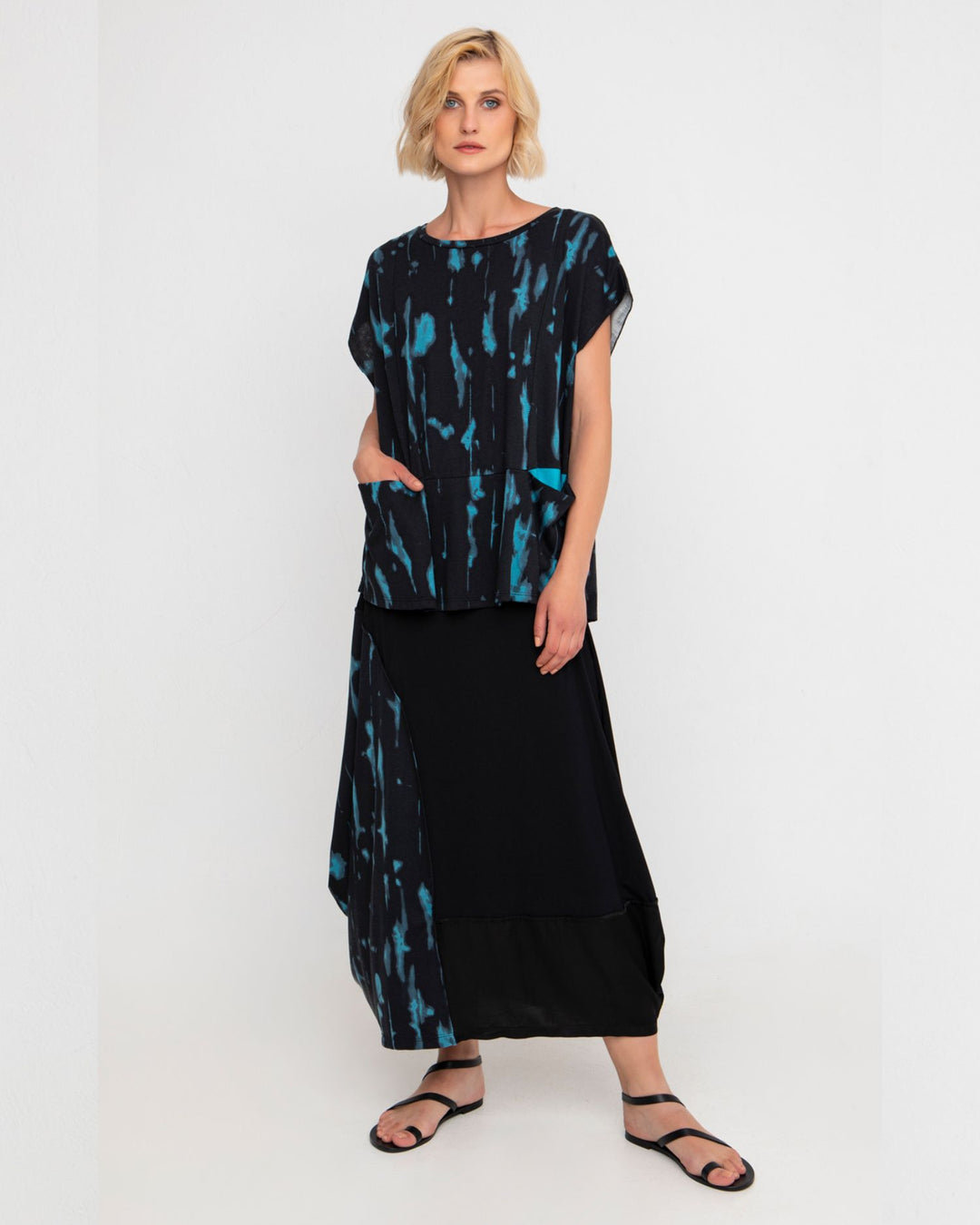 Ozai N Ku Storm Maxi Skirt, Black/turquoise