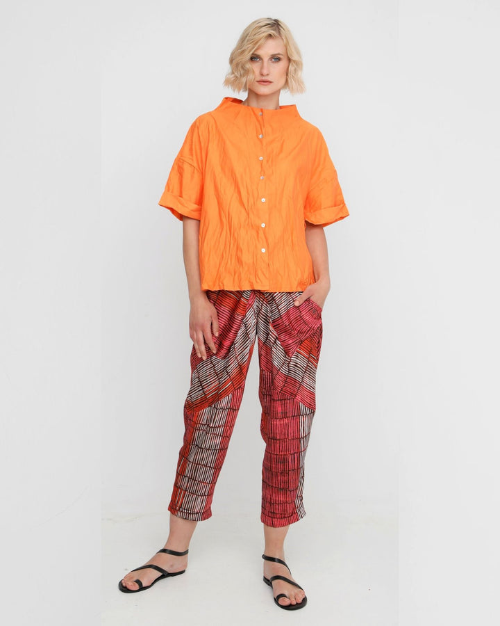 Ozai N Ku Crinkle Funnel Shirt, Orange