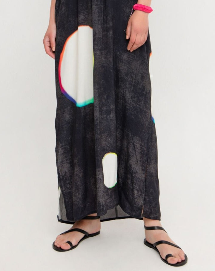 Ozai N Ku Orbits V-neck Maxi Dress, Charcoal multi