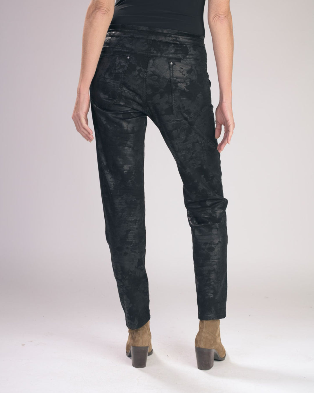 Floral Iconic Stretch Jeans, Black