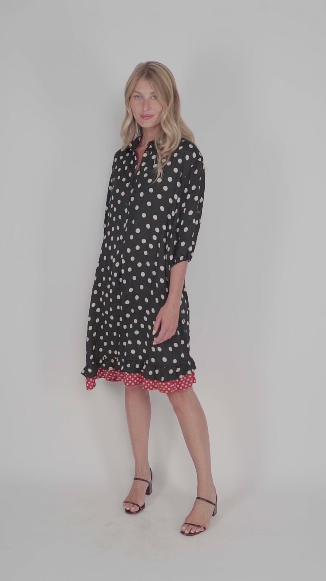 Lara Ruffled Shift Dress, Dots