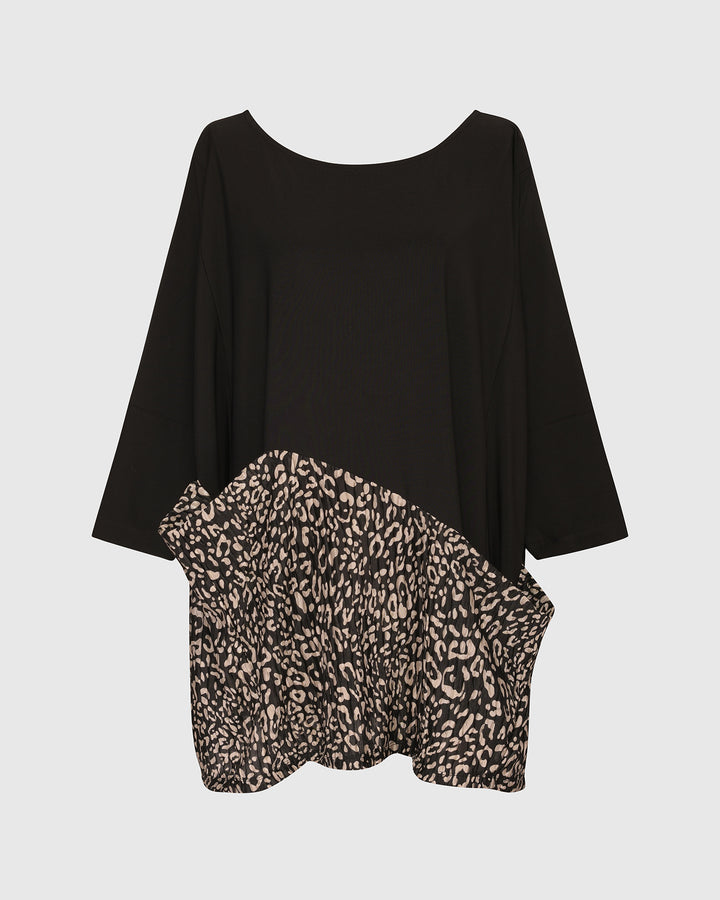 Eve Drape Pocket Tunic Top, Leopard