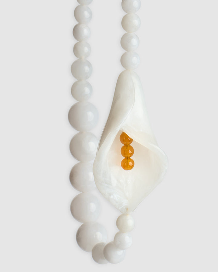 Lily Bead Necklace, White
