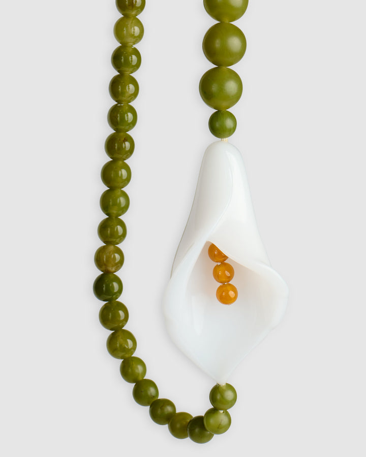 Lily Bead Necklace, Green