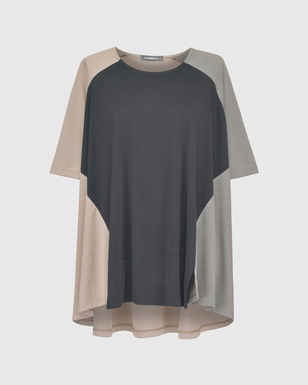 Essential Colorblock Cupro Trapeze Top, Charcoal