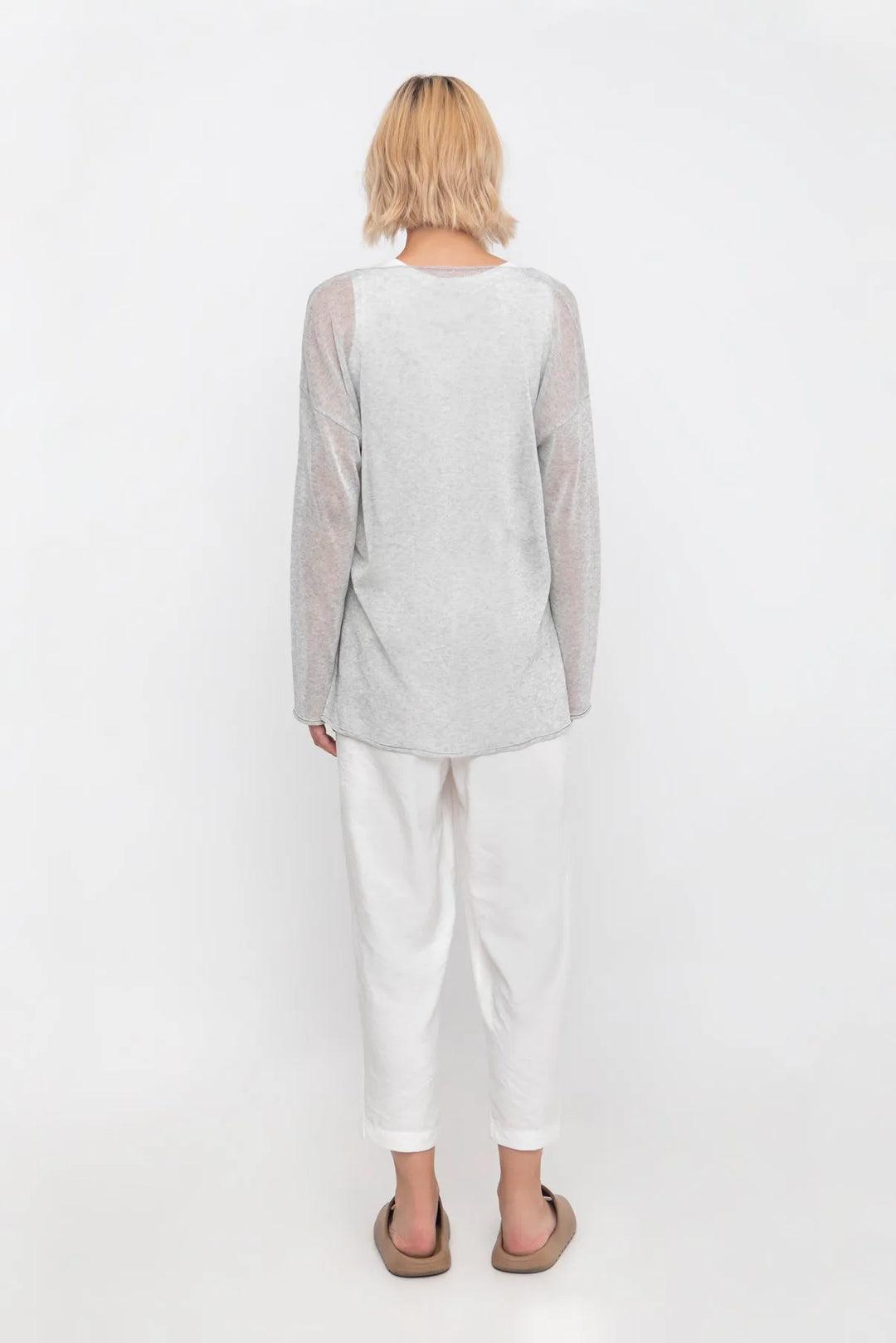 Ozai N Ku Whisper Deep V Sweater, Silver