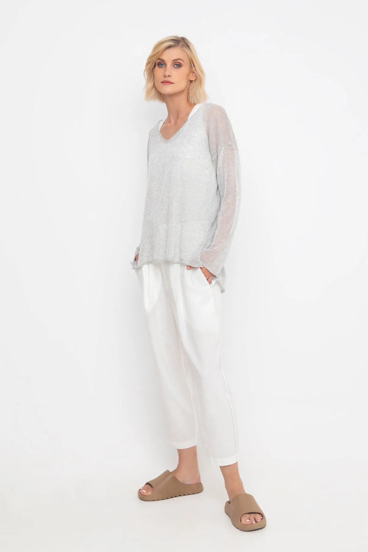 Ozai N Ku Whisper Deep V Sweater, Silver