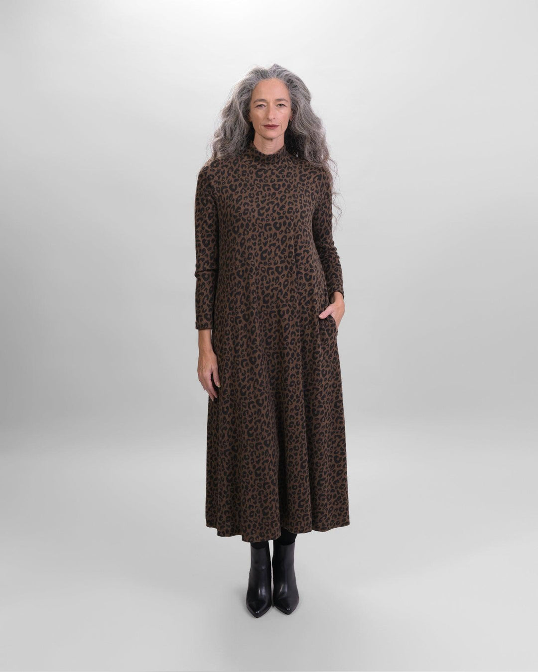 Chiu Swing Dress, Brown - Alembika Designer Women's Clothing