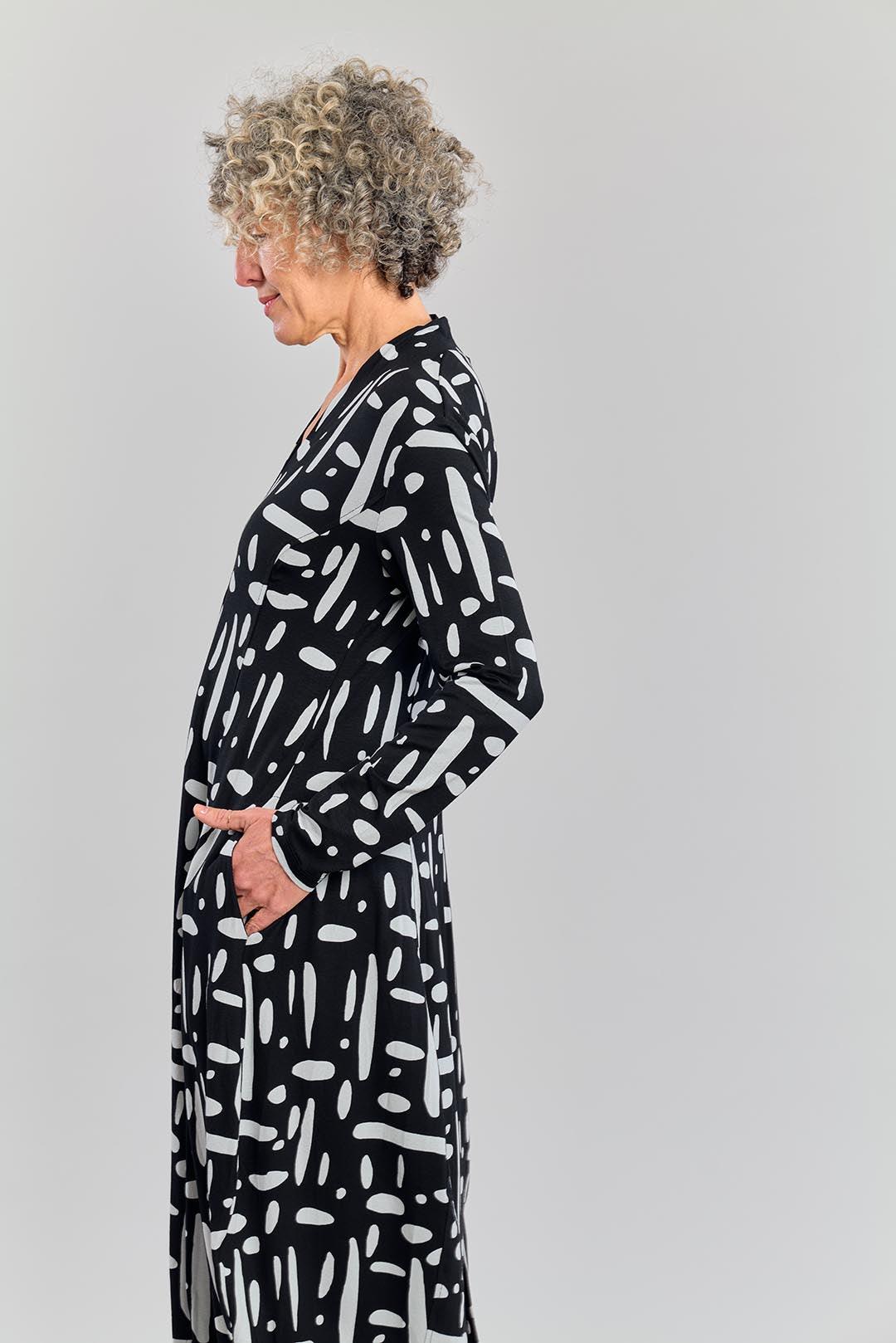 Abstract Print Dress, Mono - Alembika Designer Women's Clothing