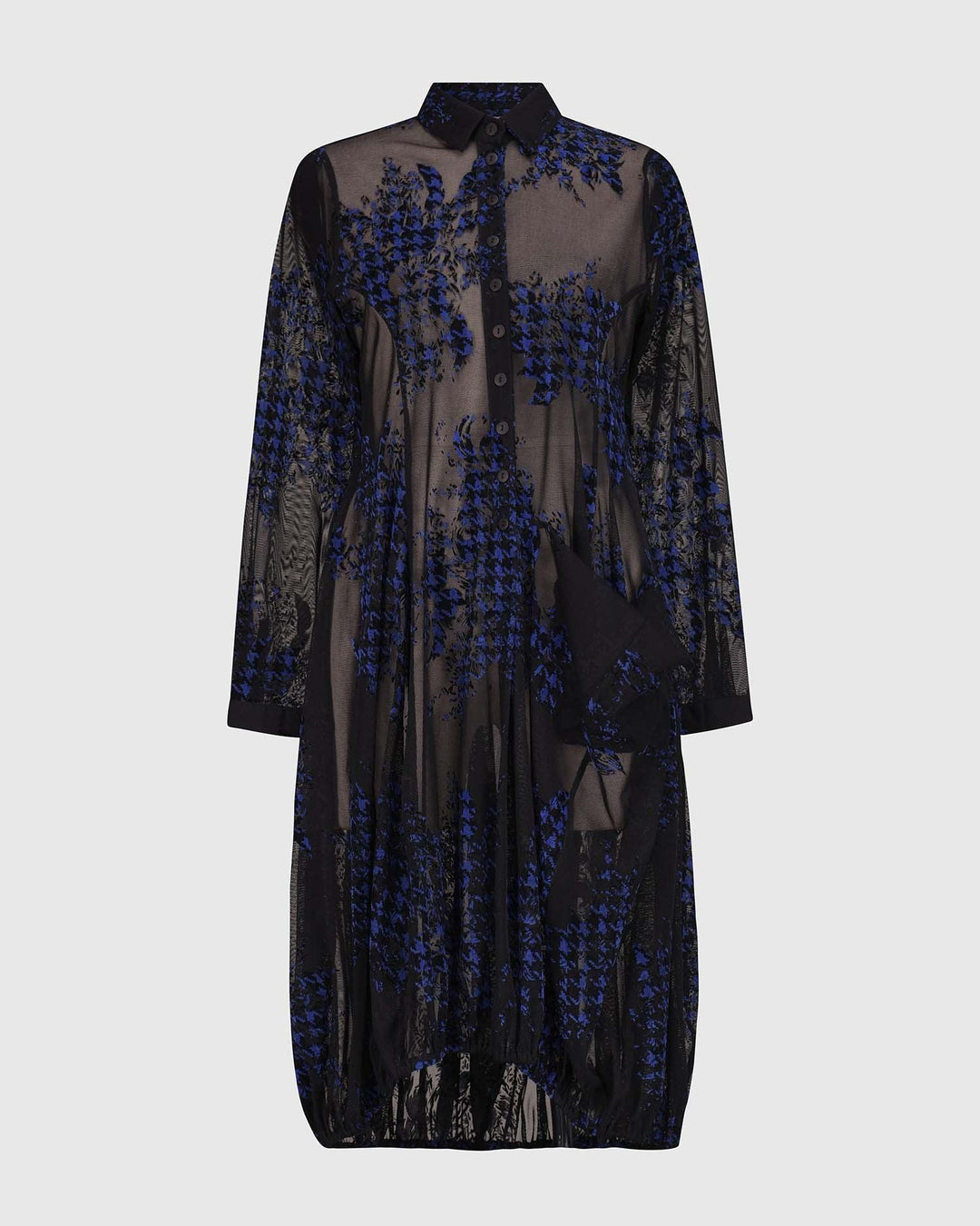 Floral Check Wonderful Dress, Blue - Alembika Designer Women's Clothing