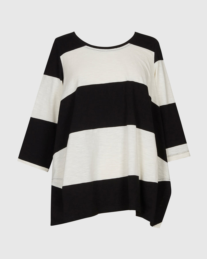 Urban Barri Stripe Cocoon Top, White/black