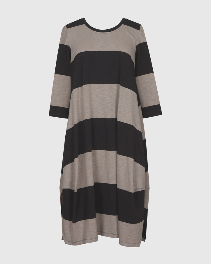 Urban Ayla Stripe Cocoon Midi Dress, Ash/black
