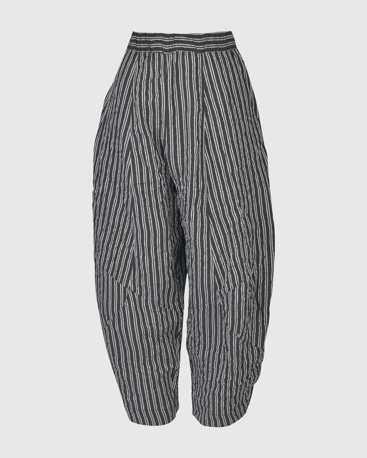 Urban Pinstripe Crinkle Lantern Pants, Silver/black