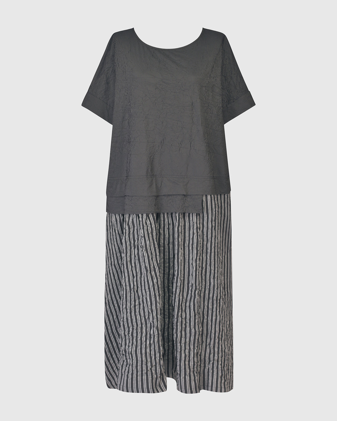 Urban Pinstripe Crinkle Maxi Dress, Silver/black