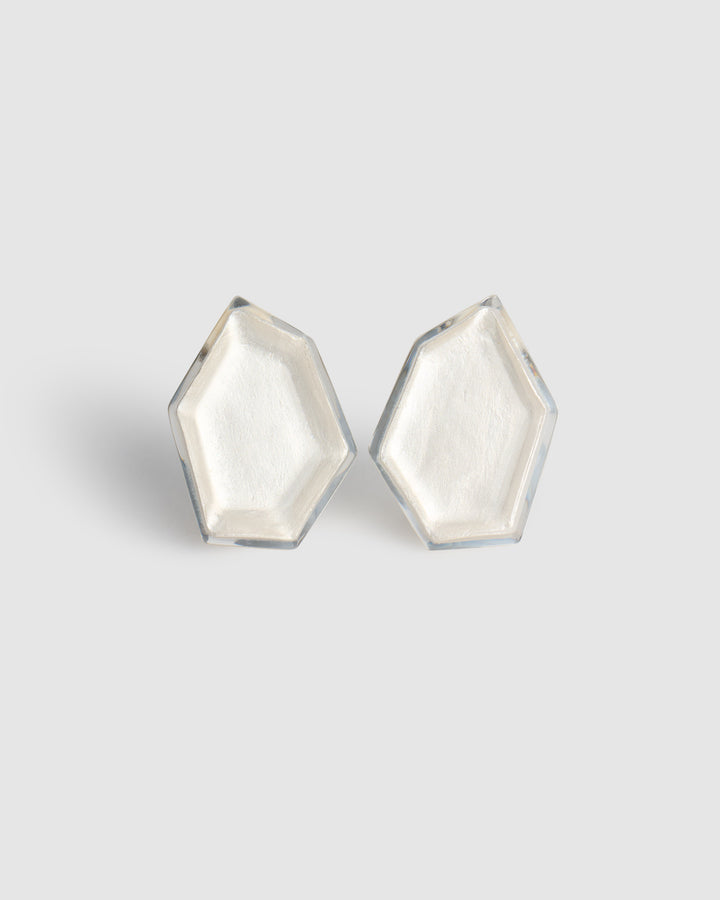 Ice Faceted Clip Earrings, Frost