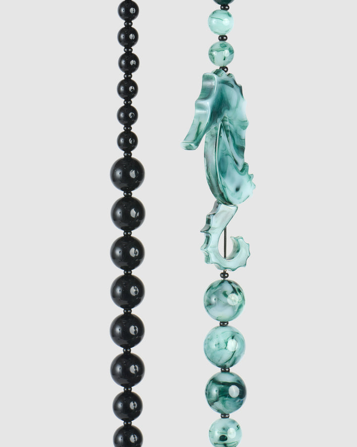 Seahorse Bead Necklace, Sea Green