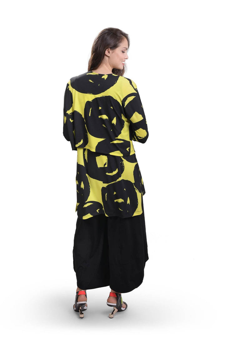Art Print Tunic Top, Lime - Alembika Designer Women's Clothing