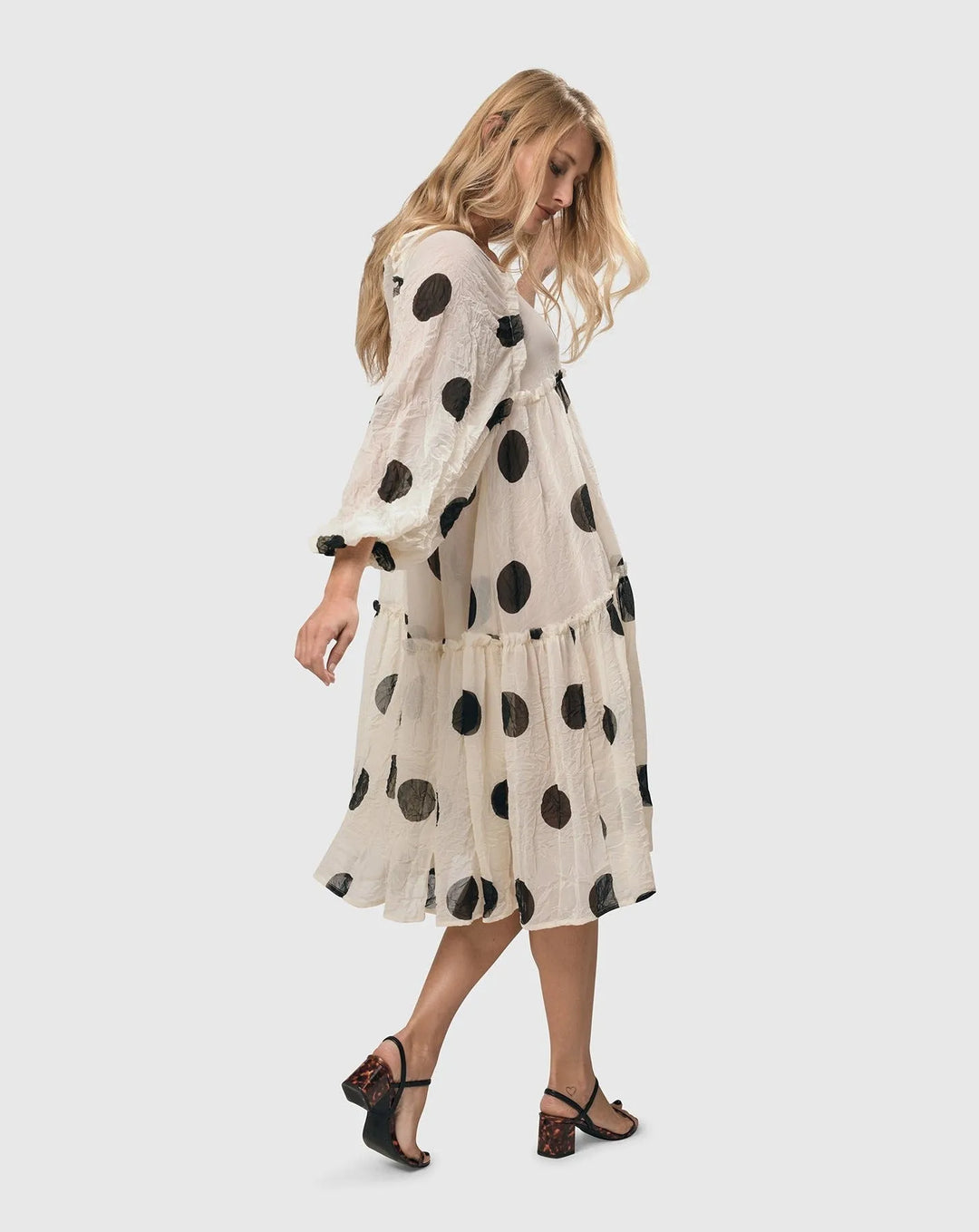 cream swing dress Double V Swing Dress