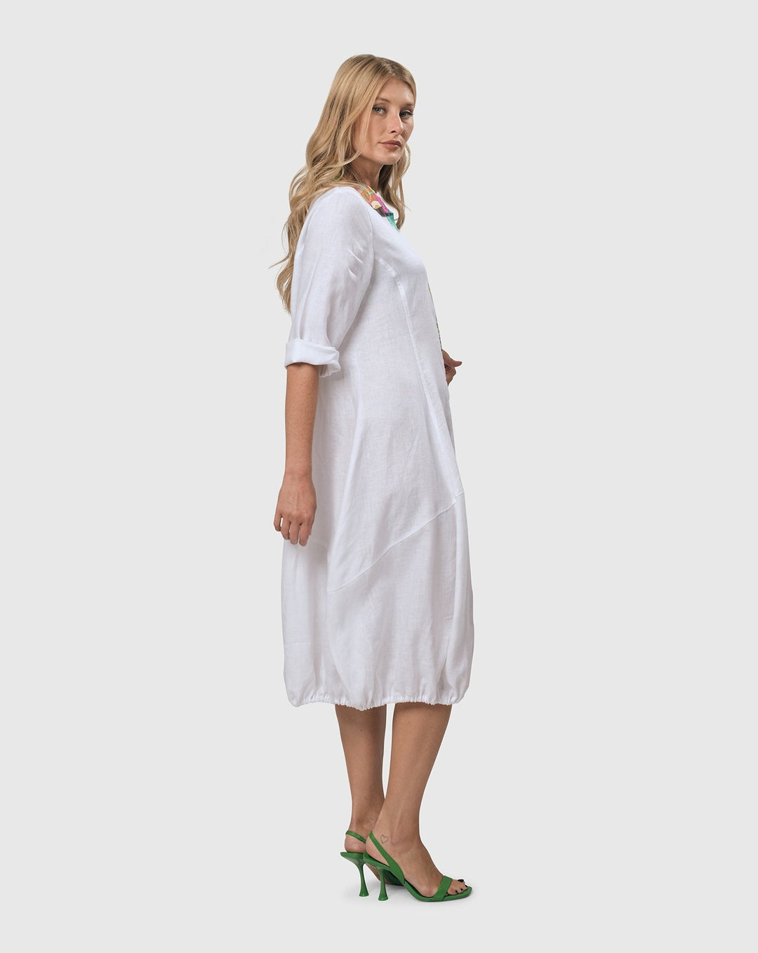 Island Linen Wonderful Dress, White