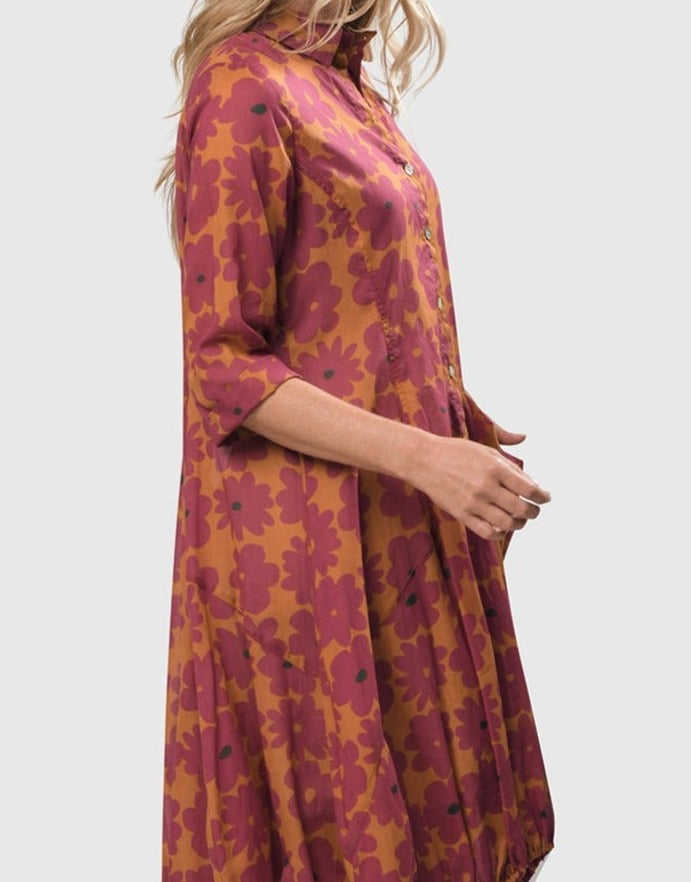 Aster Cotton Voile Wonderful Dress, Fuchsia/orange