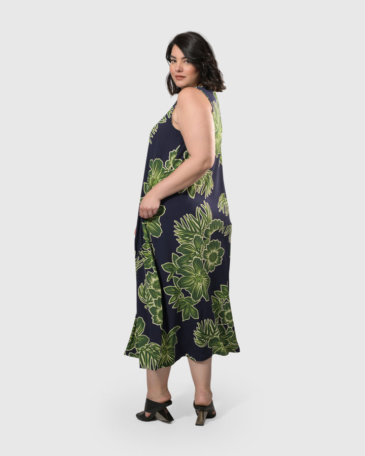 Aloha Sleeveless Maxi Dress, Royal/green
