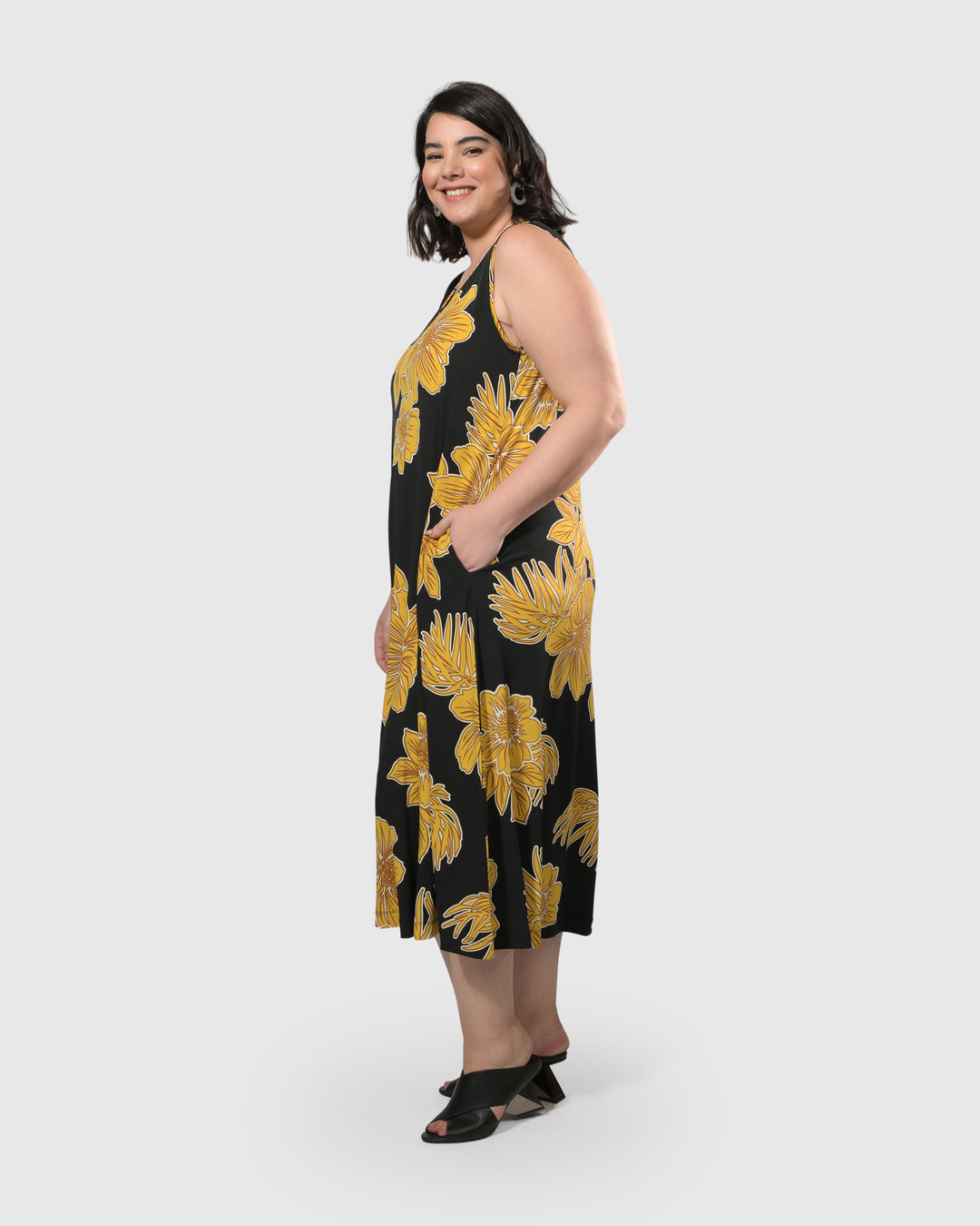 Molokai Sleeveless Swing Maxi Dress, Gold