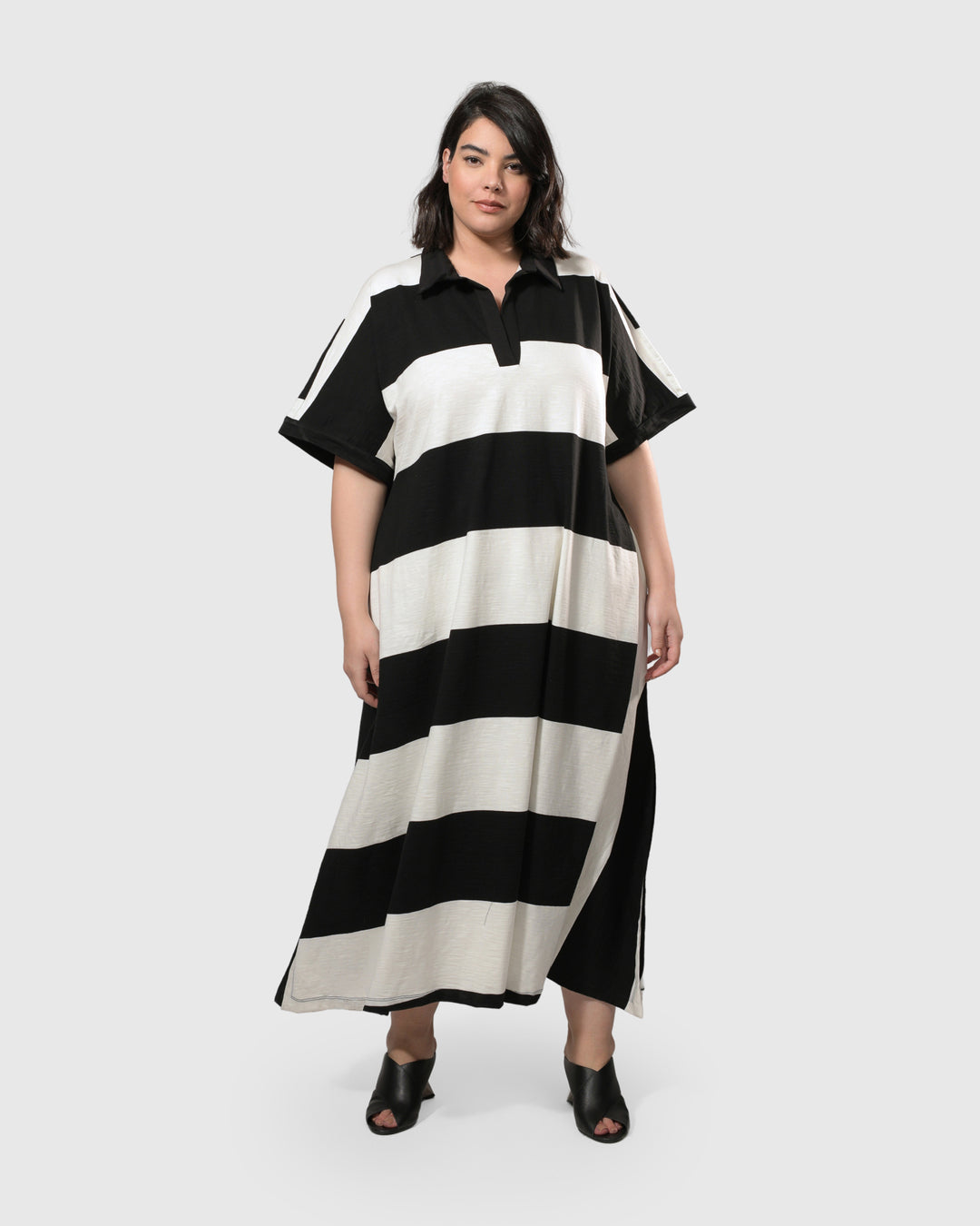 Urban Rugby Stripe Maxi Dress, White/black