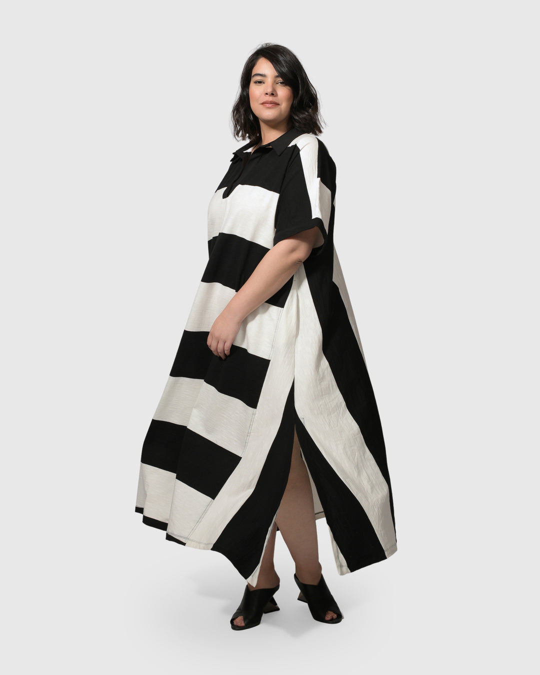 Urban Rugby Stripe Maxi Dress, White/black